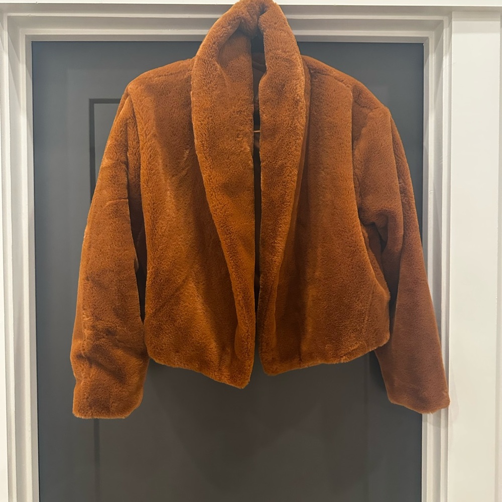 Burnt Orange Faux Fur Jacket - Picture 2 of 8